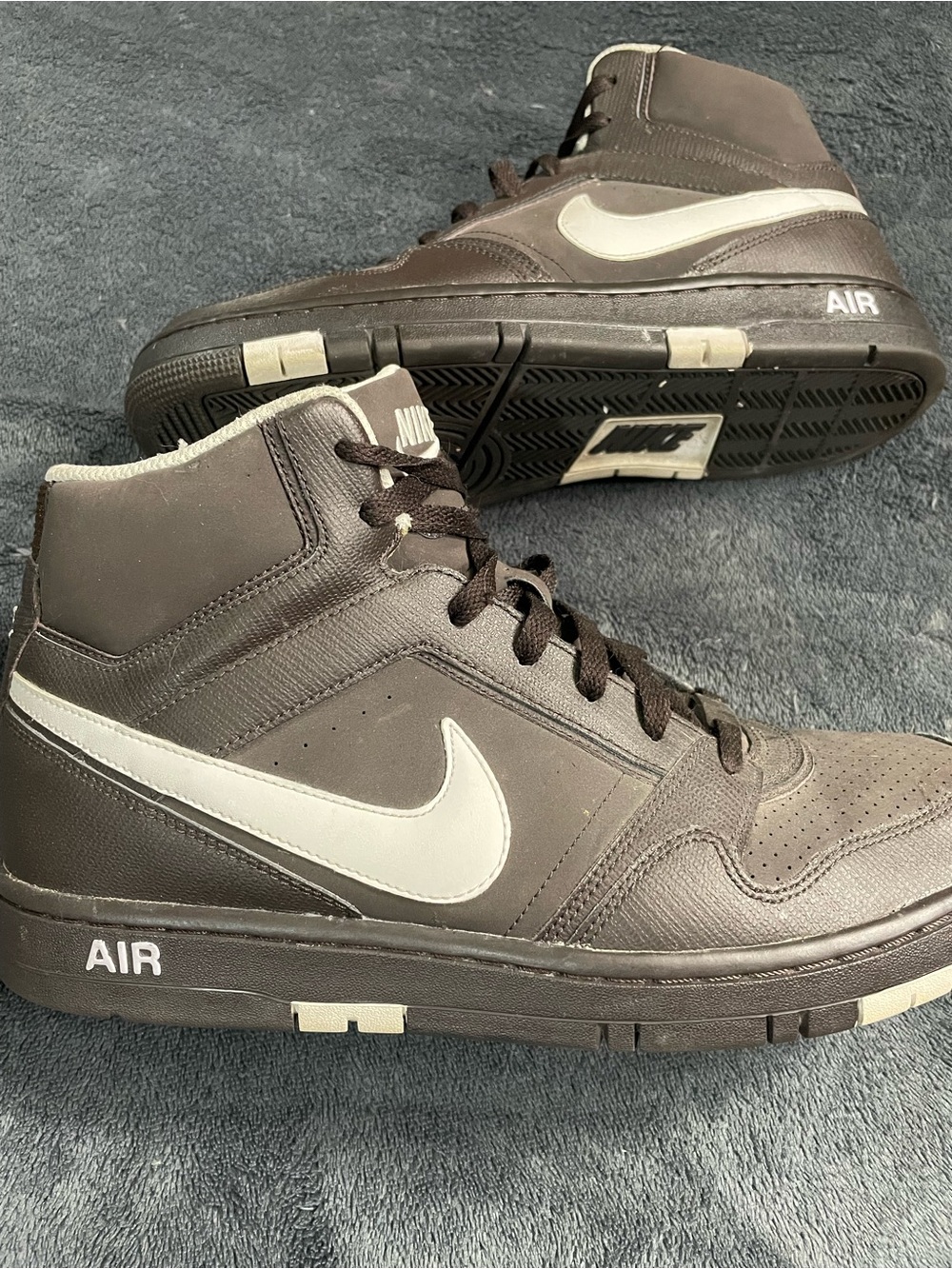 Nike Brown High-Top Sneakers with White Swoosh